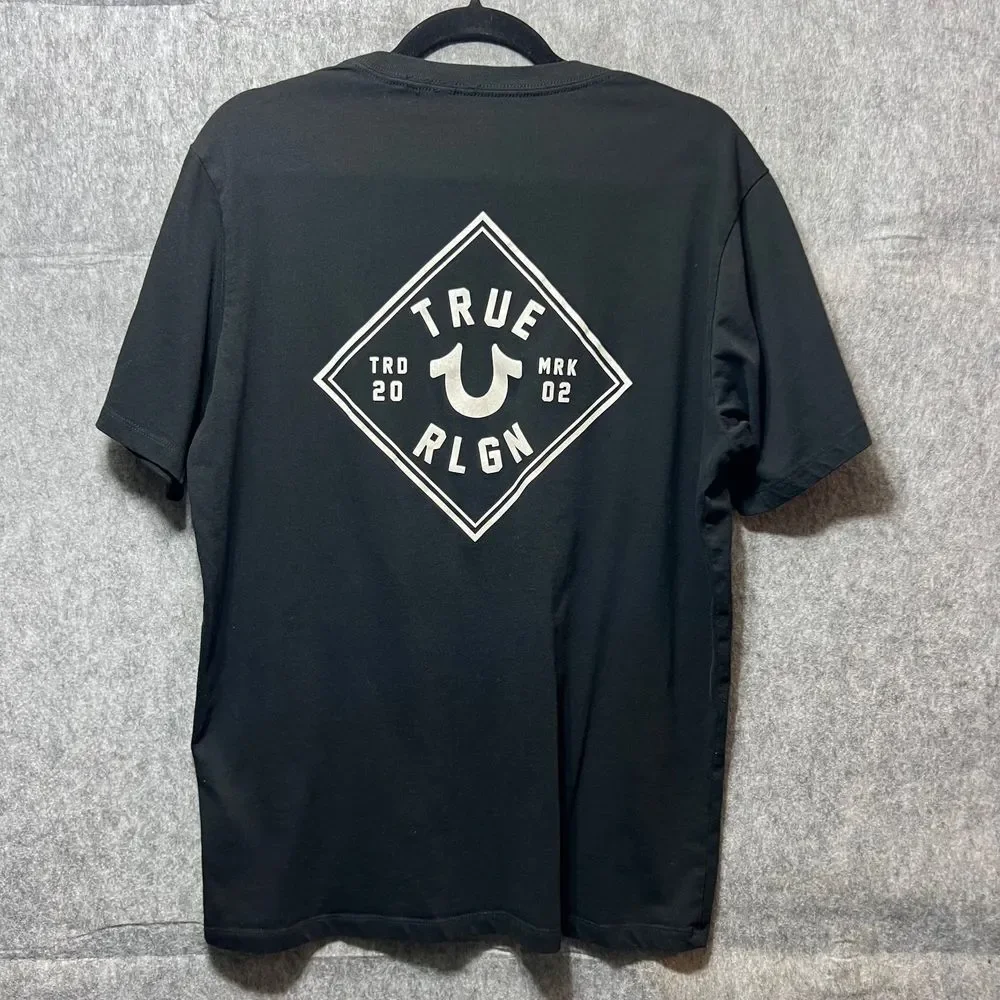 True Religion T Shirt‎ Black Large Cotton Basic Logo Graphic Casual Streetwear